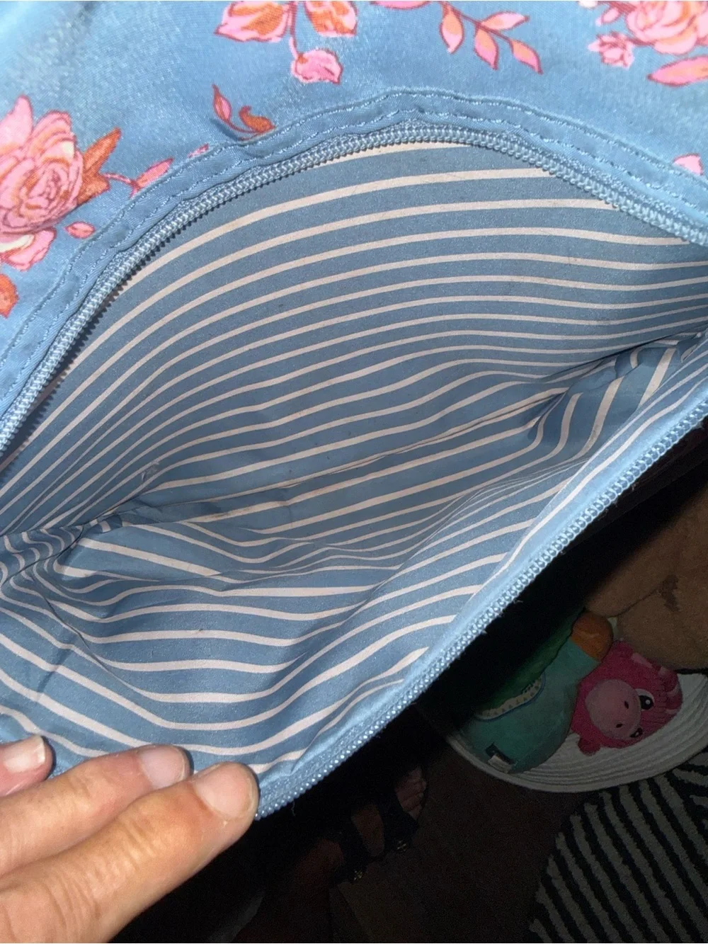 Matilda Jane Blue Floral Backpack with Pink Roses GUC